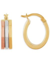 Saks Fifth Avenue - Saks Fifth Avenue 14k Tri Tone Gold Hoop Earrings - Lyst