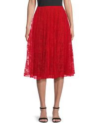 Valentino - Pleated Chantilly Lace Skirt - Lyst