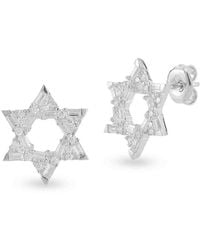 Chloe and Madison - Rhodium-Plated Sterling & Cubic Zirconia Star Of David Stud Earrings - Lyst