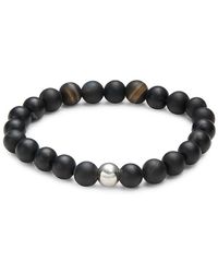 Tateossian - Rhodium Plated Sterling Silver & Agate Beaded Bracelet - Lyst