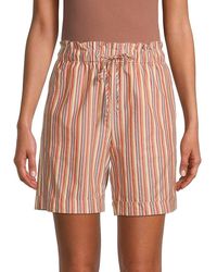 Madewell Striped Paperbag Shorts - Red