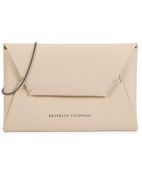 Brunello Cucinelli - Logo Leather Envelope Chain Shoulder Bag - Lyst