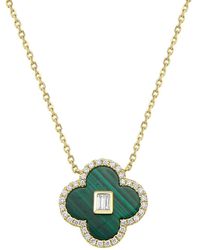 Effy - 14k Yellow Gold, Malachite & Diamond Clover Pendant Necklace - Lyst