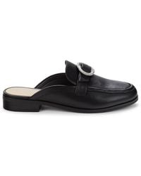 Stuart Weitzman - Crystal Buckle Leather Mules - Lyst