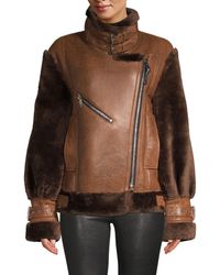 Nicole Benisti Gramercy Sheep Fur-trim Leather Jacket - Brown