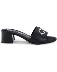 Calvin Klein Caudra Logo Stack-heel Sandals - Black