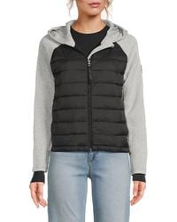 DKNY - Hooded Side Zip Puffer Jacket - Lyst
