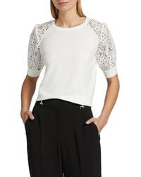 Tahari - Felicity Crochet-sleeve Sweater - Lyst