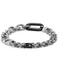 Tateossian - Rhodium Plated Sterling Silver Mixed Chain Bracelet - Lyst