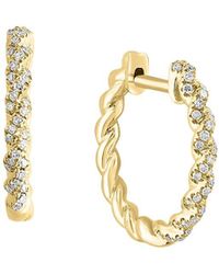 Effy - 14k Yellow Gold & 0.20 Tcw Diamond Twisted Huggie Earrings - Lyst