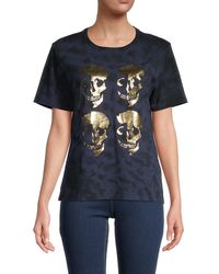 Chrldr 4 Skull Shadow Tie-dye T-shirt - Blue