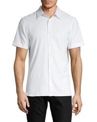 Perry Ellis Slim-fit Stretch Dot-print Shirt - White