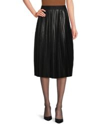 Calvin Klein - Pleated Faux Leather Midi Skirt - Lyst
