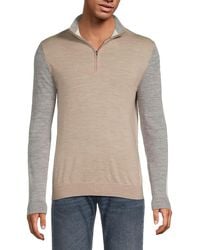 Reiss - Two-Tone Quarter-Zip Wool Sweater - Lyst