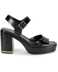 Kenneth Cole - Darla Croc Embossed Leather Sandals - Lyst