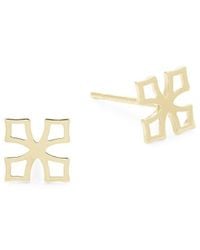 Saks Fifth Avenue - 14k Yellow Gold Cross Stud Earrings - Lyst