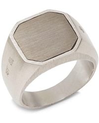 Tateossian - Rhodium-Plated Sterling Signet Ring/12Mm - Lyst