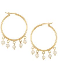 Saks Fifth Avenue - 14K & 3Mm Cultured Round Freshwater Pearl Hoop Earrings - Lyst