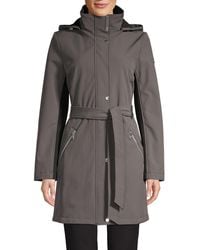 calvin klein belted hooded maxi coat