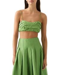 Aje. - Thea Draped Linen Blend Crop Top - Lyst