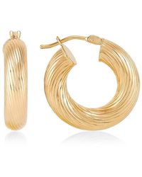 Saks Fifth Avenue - 14K Polished Texture Round Hoop Earrings - Lyst