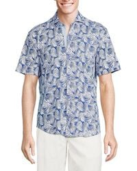 Tailorbyrd - Short Sleeve Palm Leaf Button Down Shirt - Lyst