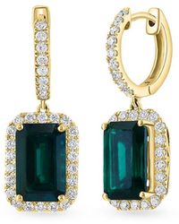 Effy - 14k Yellow Gold, Lab Grown Emerald & 0.91 Tcw Lab Grown Diamond Drop Earrings - Lyst