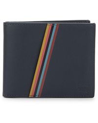 Paul Smith - Diagonal Stripe Bifold Leather Wallet - Lyst