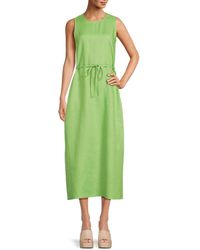 Saks Fifth Avenue - Belted 100% Linen A-Line Midi-Dress - Lyst