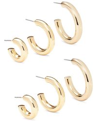 Shashi - Set Of 3 14k Goldplated Brass Tube Hoop Earrings - Lyst