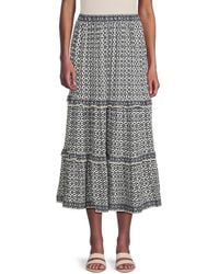 Max Studio - Lemon-Print Tiered Midi-Skirt - Lyst