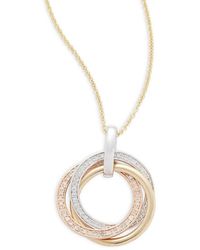 Effy Diamond And 14k White, Yellow, Rose Gold Loop Pendant Necklace