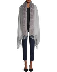 La Fiorentina Faux Fur & Fringe-trimmed Wrap - White