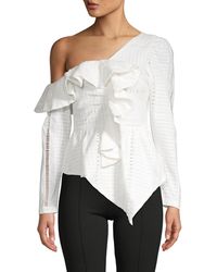 Lea & Viola One-shoulder Ruffle Blouse - Black