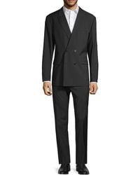 BOSS Standard-fit Double-breasted Pinstripe Virgin Wool Suit - Black
