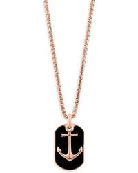 Effy - 14k Rose Goldplated Sterling Silver & Onyx Anchor Pendant Necklace - Lyst