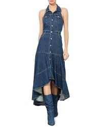 Alice + Olivia - Juana High-Low Denim Maxi Dress - Lyst
