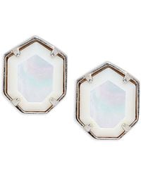 Kendra Scott - Taylor Rhodium Plated & Mother Of Pearl Stud Earrings - Lyst