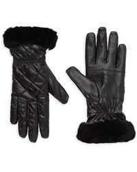 UGG - Faux Fur Trim Quited Gloves - Lyst