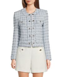 Karl Lagerfeld - Chambray Tweed Cropped Jacket - Lyst
