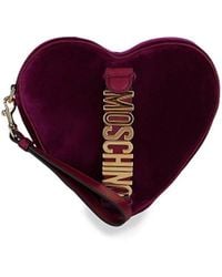 Moschino - Velvet Heart Logo Wristlet - Lyst
