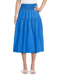 Nation Ltd - Yumi Smocked Flare Midi Skirt - Lyst