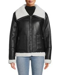 Calvin Klein - Faux Shearling Trim Moto Jacket - Lyst