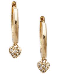 Saks Fifth Avenue - 14K & Diamond Heart-Drop Huggie Earrings - Lyst