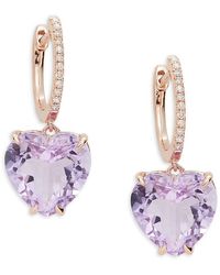 Effy - 14k Rose Gold, Pink Amethyst & 0.07 Tcw Diamond Drop Earrings - Lyst