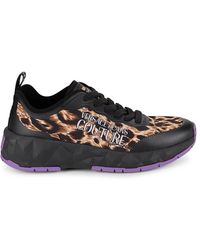 Versace - Leopard Print Logo Running Sneakers - Lyst