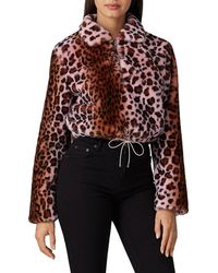Kendall + Kylie Kendall + Kylie Faux Fur Leopard Print Jacket - Black