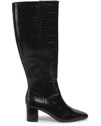 L'Agence - Eugenie 60Mm Croc-Embossed Knee-High Boots - Lyst