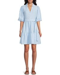 Saks Fifth Avenue - Belted 100% Linen Mini Dress - Lyst