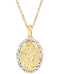 Saks Fifth Avenue - 14k Goldplated Silver, Sterling Silver & 0.10 Tcw Diamond Virgin Mary Pendant Necklace - Lyst